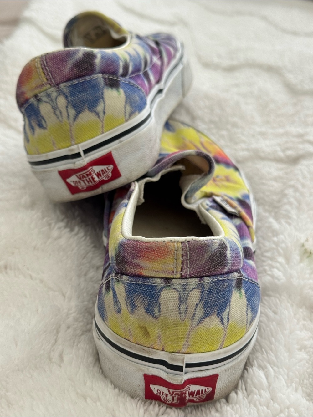 Vans Tie-Dye Slip-On Sneakers - Yellow, red, Purple, Blue size 7.5